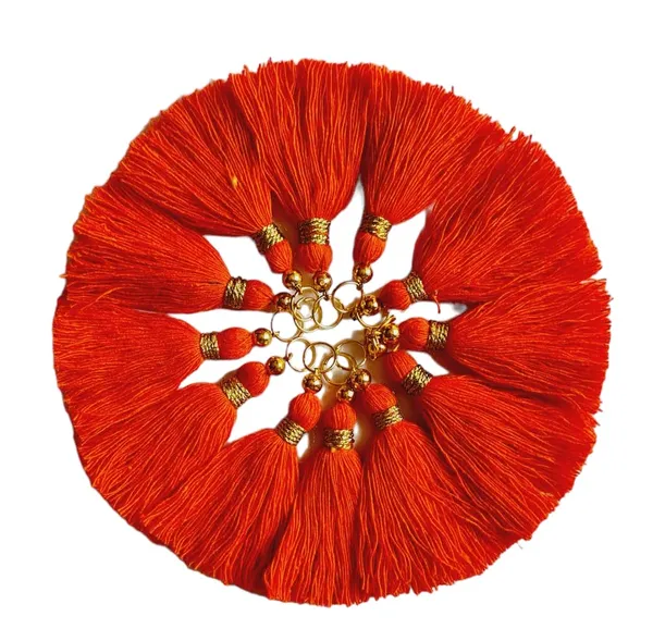Micro_1.5_inch_Length_Cotton_Handmade_Tassels_for_Saree/Blouse/Dupatta/DIY/Decor_(Pack_of_12)_(Orange)