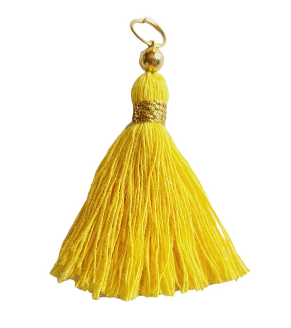 Micro_1.5_inch_Length_Cotton_Handmade_Tassels_for_Saree/Blouse/Dupatta/DIY/Decor_(Pack_of_12)_(Bright_Yellow)