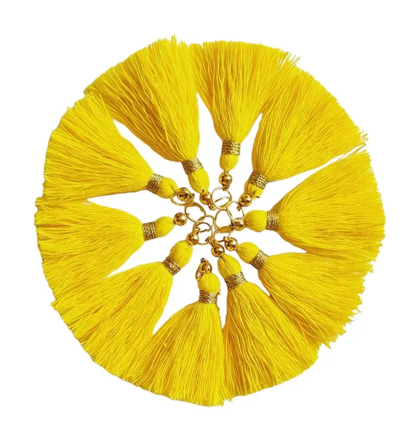 Micro_1.5_inch_Length_Cotton_Handmade_Tassels_for_Saree/Blouse/Dupatta/DIY/Decor_(Pack_of_12)_(Bright_Yellow)