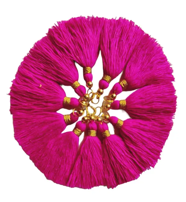 Micro_1.5_inch_Length_Cotton_Handmade_Tassels_for_Saree/Blouse/Dupatta/DIY/Decor_(Pack_of_12)_(Dark_Pink_)