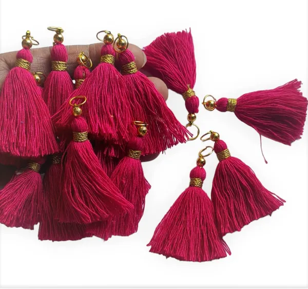 Micro_1.5_inch_Length_Cotton_Handmade_Tassels_for_Saree/Blouse/Dupatta/DIY/Decor_(Pack_of_12)_(Dark_Pink_)