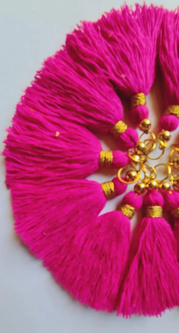 Micro_1.5_inch_Length_Cotton_Handmade_Tassels_for_Saree/Blouse/Dupatta/DIY/Decor_(Pack_of_12)_(Dark_Pink_)