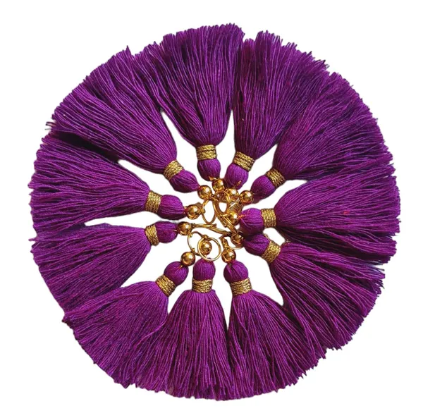 Micro_1.5_inch_Length_Cotton_Handmade_Tassels_for_Saree/Blouse/Dupatta/DIY/Decor_(Pack_of_12)_(Purple)