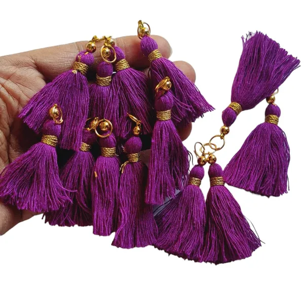 Micro_1.5_inch_Length_Cotton_Handmade_Tassels_for_Saree/Blouse/Dupatta/DIY/Decor_(Pack_of_12)_(Purple)