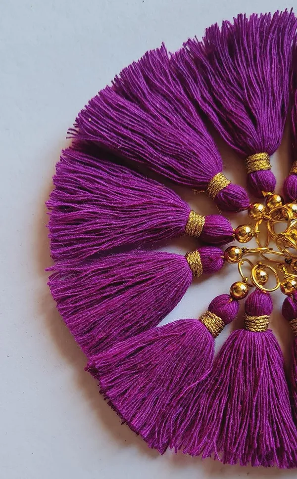 Micro_1.5_inch_Length_Cotton_Handmade_Tassels_for_Saree/Blouse/Dupatta/DIY/Decor_(Pack_of_12)_(Purple)