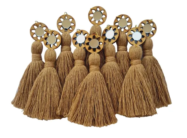 Dark_Beige_Mini_Cotton_Handmade_Tassels_with_mirrors_,_Pack_of_10