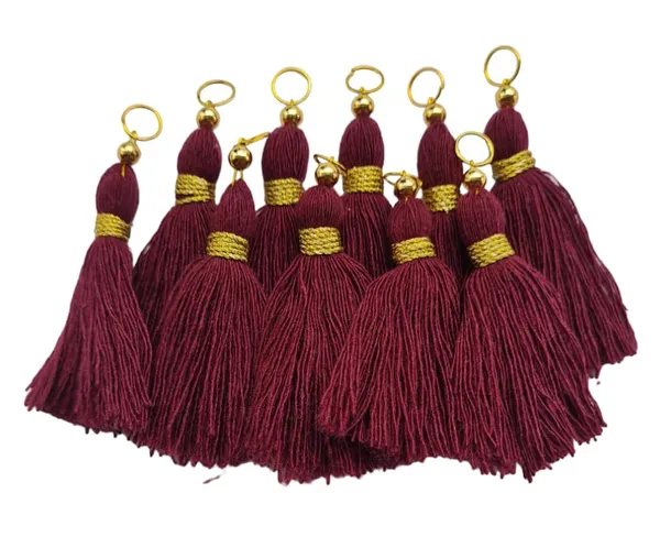 Micro_1.5_inch_Length_Cotton_Handmade_Tassels_for_Saree/Blouse/Dupatta/DIY/Decor_(Pack_of_12)_(Burgundy)