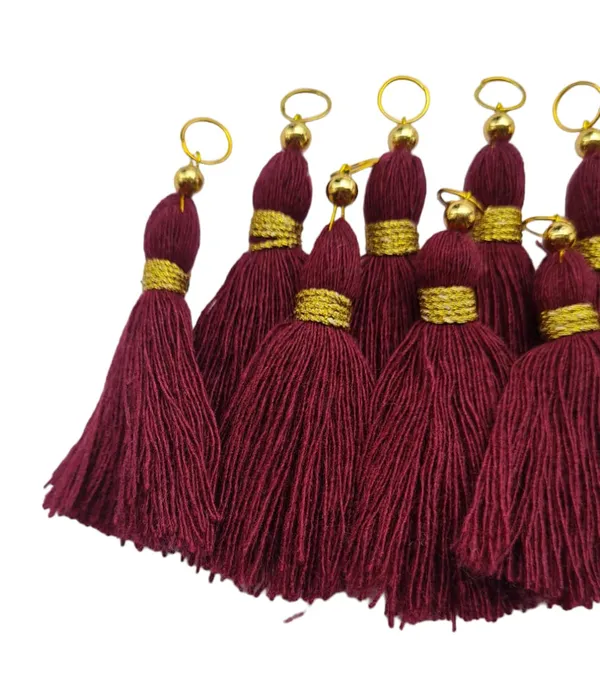 Micro_1.5_inch_Length_Cotton_Handmade_Tassels_for_Saree/Blouse/Dupatta/DIY/Decor_(Pack_of_12)_(Burgundy)