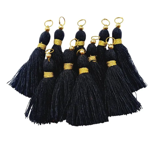 Micro_1.5_inch_Length_Cotton_Handmade_Tassels_for_Saree/Blouse/Dupatta/DIY/Decor_(Pack_of_12)_(Black)