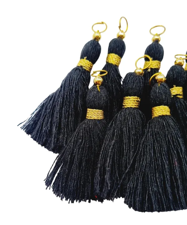 Micro_1.5_inch_Length_Cotton_Handmade_Tassels_for_Saree/Blouse/Dupatta/DIY/Decor_(Pack_of_12)_(Black)