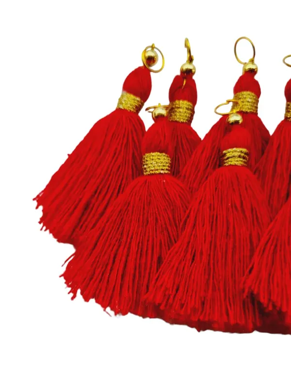 Micro_1.5_inch_Length_Cotton_Handmade_Tassels_for_Saree/Blouse/Dupatta/DIY/Decor_(Pack_of_12)_(Red)
