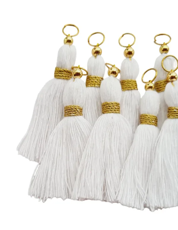 Micro_1.5_inch_Length_Cotton_Handmade_Tassels_for_Saree/Blouse/Dupatta/DIY/Decor_(Pack_of_12)_(White)