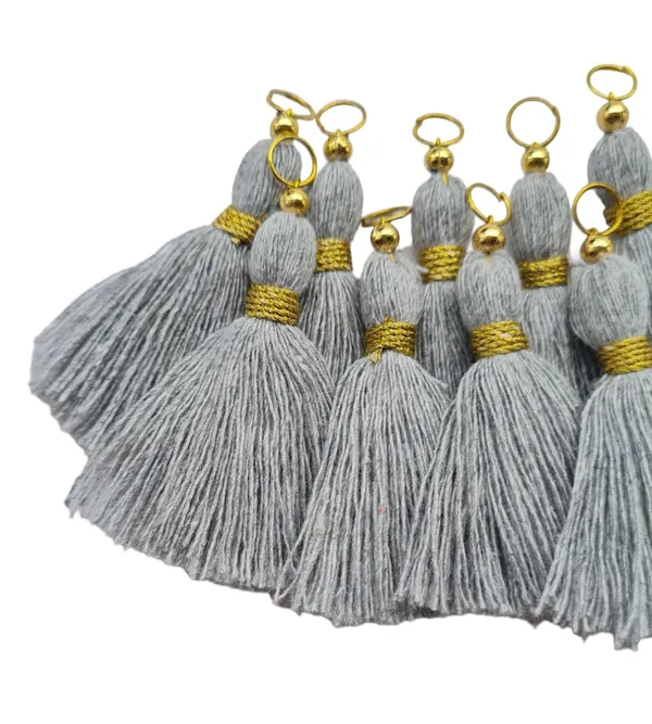 Micro_1.5_inch_Length_Cotton_Handmade_Tassels_for_Saree/Blouse/Dupatta/DIY/Decor_(Pack_of_12)_(Grey)