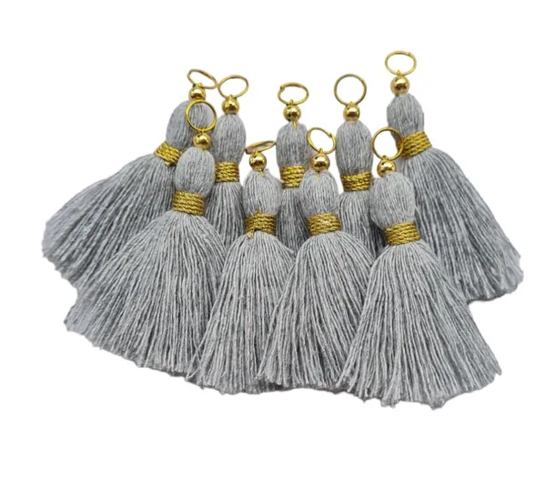 Micro_1.5_inch_Length_Cotton_Handmade_Tassels_for_Saree/Blouse/Dupatta/DIY/Decor_(Pack_of_12)_(Grey)