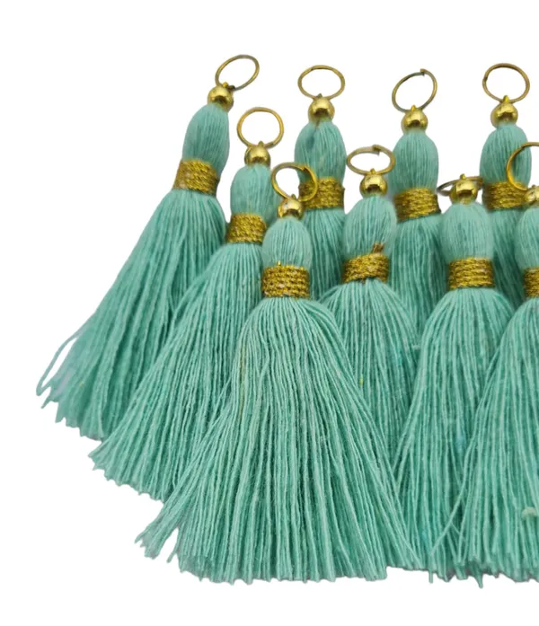 Micro_1.5_inch_Length_Cotton_Handmade_Tassels_for_Saree/Blouse/Dupatta/DIY/Decor_(Pack_of_12)_(Turquoise_Blue)