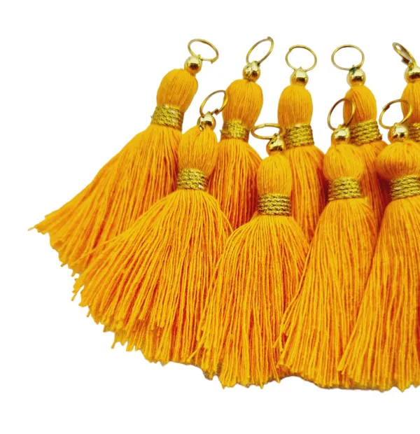 Micro_1.5_inch_Length_Cotton_Handmade_Tassels_for_Saree/Blouse/Dupatta/DIY/Decor_(Pack_of_12)_(Mustard)
