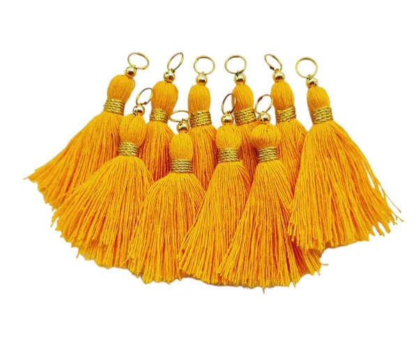 Micro_1.5_inch_Length_Cotton_Handmade_Tassels_for_Saree/Blouse/Dupatta/DIY/Decor_(Pack_of_12)_(Mustard)