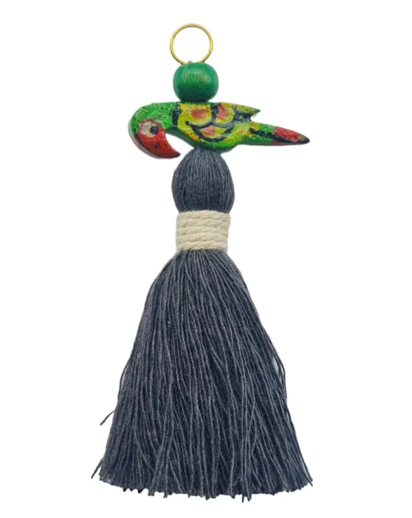Mini_Cotton_Tassels_with_Parrots_(Pack_of_10)_(Dark_Grey)