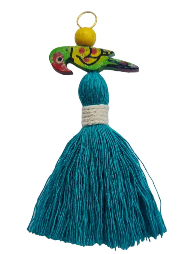 Zippy_Flora_Mini_Cotton_Tassels_with_Parrots_(Pack_of_10)_(Aqua_Blue)