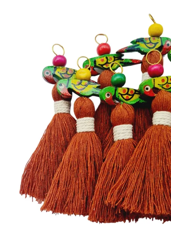 Mini_Cotton_Tassels_with_Parrots_(Pack_of_10)_(Rust_Brown)