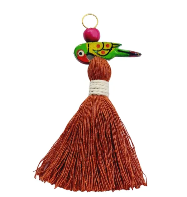 Mini_Cotton_Tassels_with_Parrots_(Pack_of_10)_(Rust_Brown)