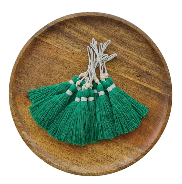 Dark_Green_Long_Cotton_Handmade_Tassels_With_Wooden_Beads,__Pack_Of_10
