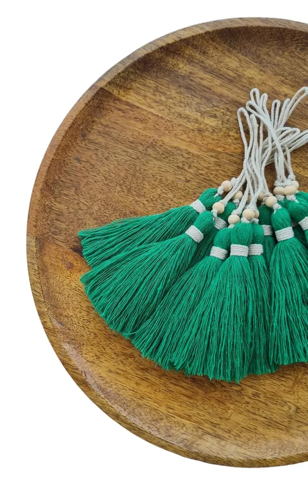 Dark_Green_Long_Cotton_Handmade_Tassels_With_Wooden_Beads,__Pack_Of_10