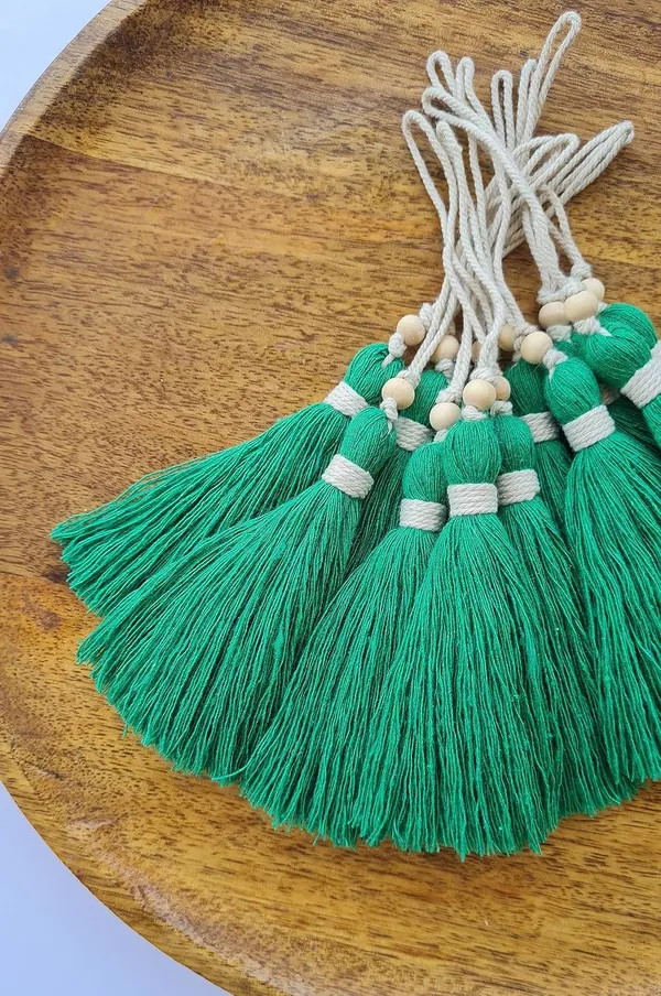 Dark_Green_Long_Cotton_Handmade_Tassels_With_Wooden_Beads,__Pack_Of_10
