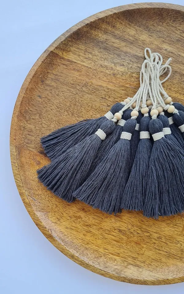 Dark_Grey_Long_Cotton_Handmade_Tassels_With_Wooden_Beads,_Pack_Of_10