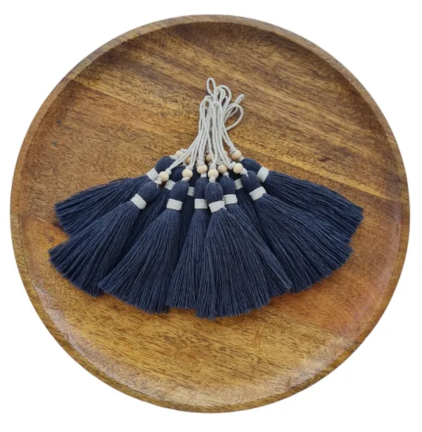 Dark_Grey_Long_Cotton_Handmade_Tassels_With_Wooden_Beads,_Pack_Of_10