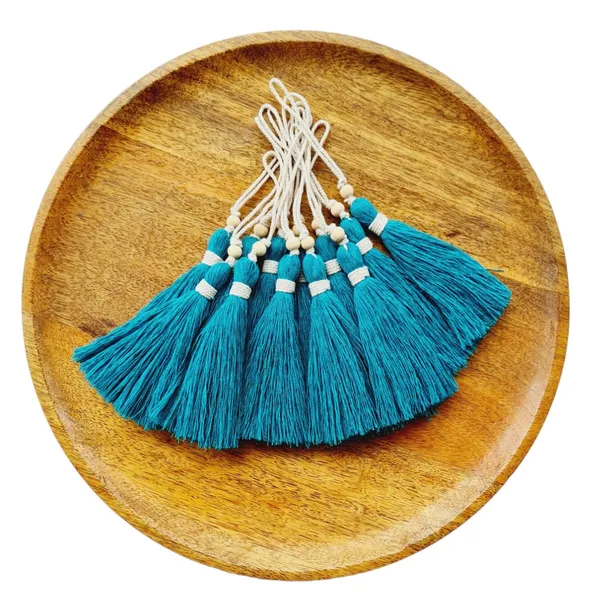 Aqua_Blue_Long_Cotton_Handmade_Tassels_With_Wooden_Beads,__Pack_Of_10