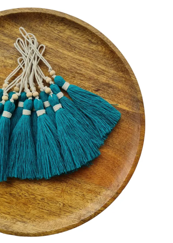 Aqua_Blue_Long_Cotton_Handmade_Tassels_With_Wooden_Beads,__Pack_Of_10