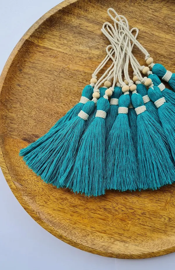 Aqua_Blue_Long_Cotton_Handmade_Tassels_With_Wooden_Beads,__Pack_Of_10