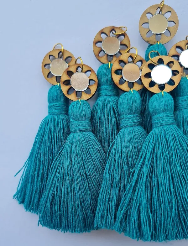 Aqua_Blue_Mini_Cotton_Handmade__Tassels_with_mirrors_,_Pack_of_10