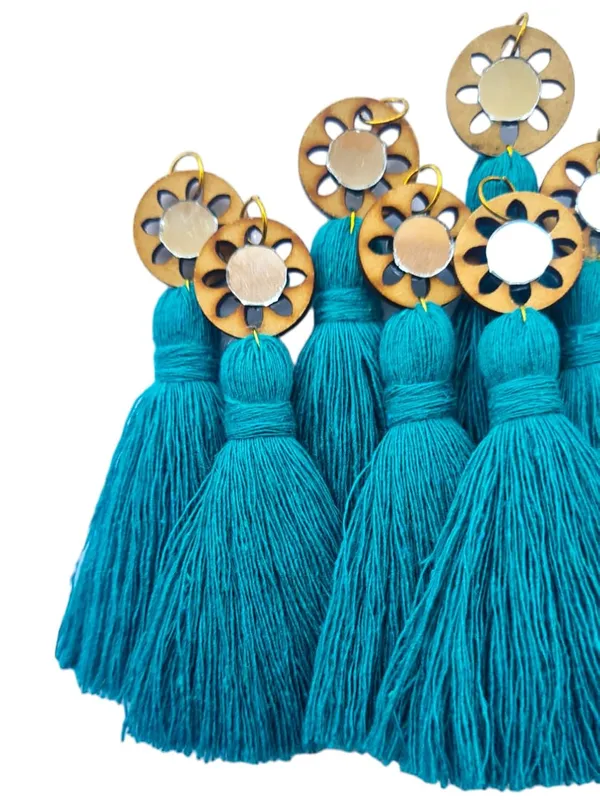 Aqua_Blue_Mini_Cotton_Handmade__Tassels_with_mirrors_,_Pack_of_10