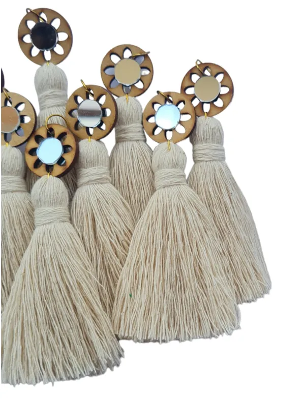 Off_White_Mini_Cotton_Handmade_Tassels_with_mirrors_,_Pack_of_10