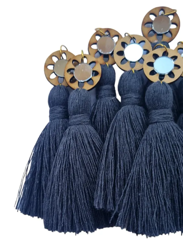 Dark_Grey_Mini_Cotton_Handmade__Tassels_with_mirrors_,_Pack_of_10
