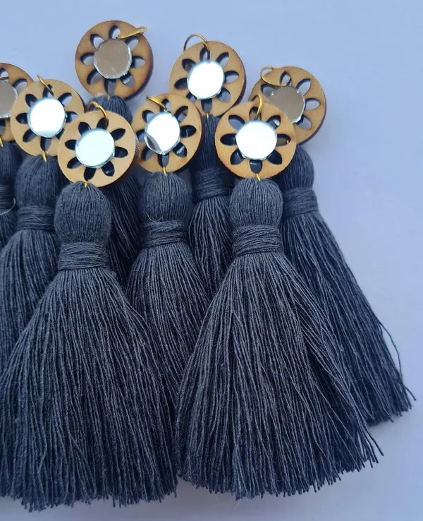 Dark_Grey_Mini_Cotton_Handmade__Tassels_with_mirrors_,_Pack_of_10