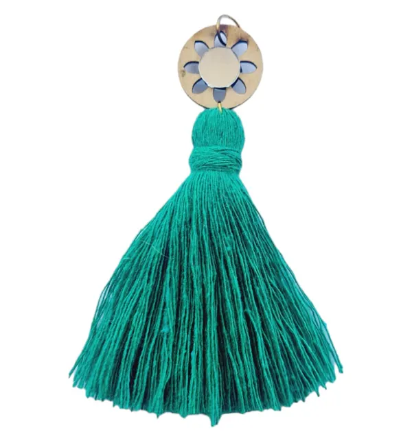Dark_Green_Mini_Cotton_Handmade__Tassels_with_mirrors_,_Pack_of_10