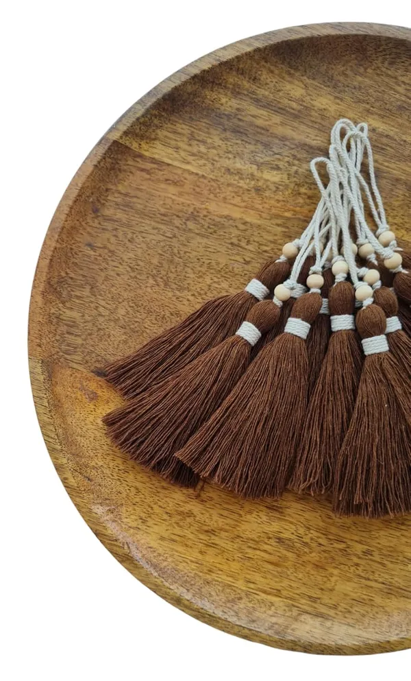 Chocolate_Brown_Long_Cotton_Handmade_Tassels_With_Wooden_Beads,_Pack_Of_10