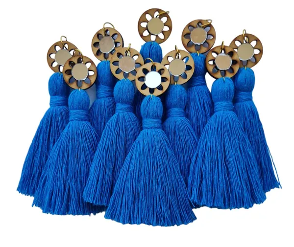 Firozi_Mini_Cotton_Handmade__Tassels_with_mirrors_,_Pack_of_10