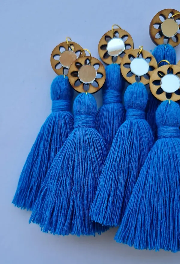 Firozi_Mini_Cotton_Handmade__Tassels_with_mirrors_,_Pack_of_10