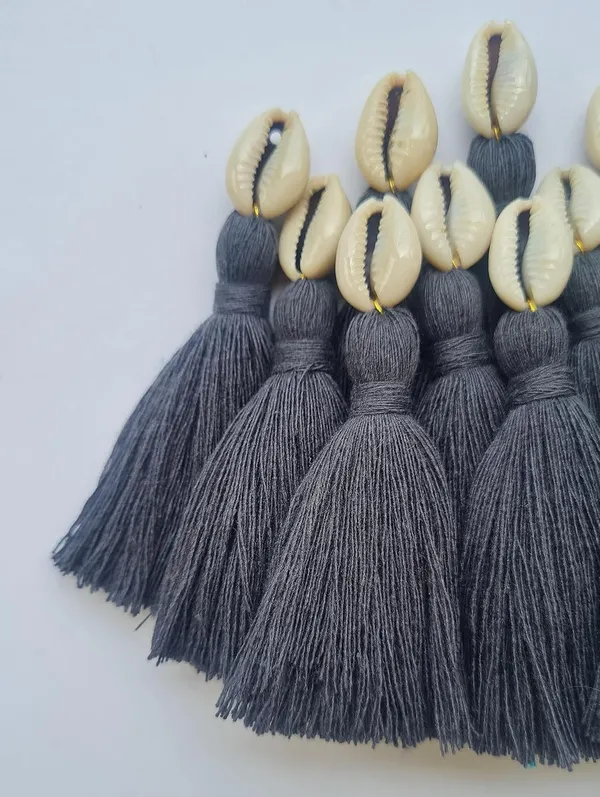 Dark_Grey_Mini_Cotton_Handmade_Tassels_With_Cowrie_Shells_,__Pack_Of_10