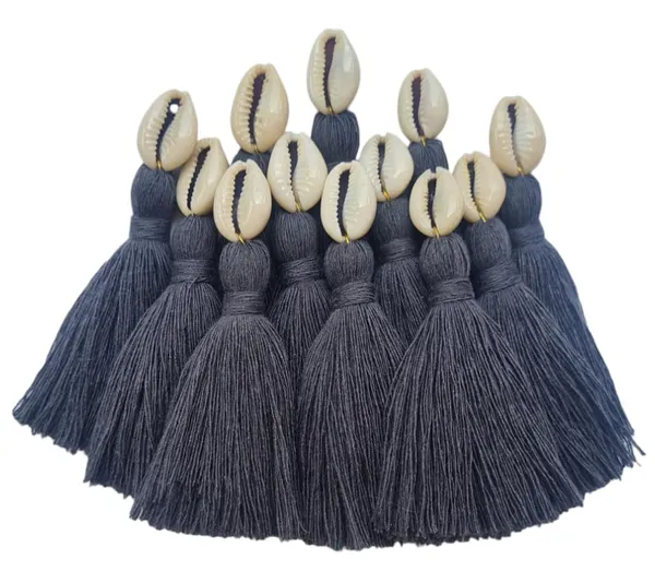 Dark_Grey_Mini_Cotton_Handmade_Tassels_With_Cowrie_Shells_,__Pack_Of_10