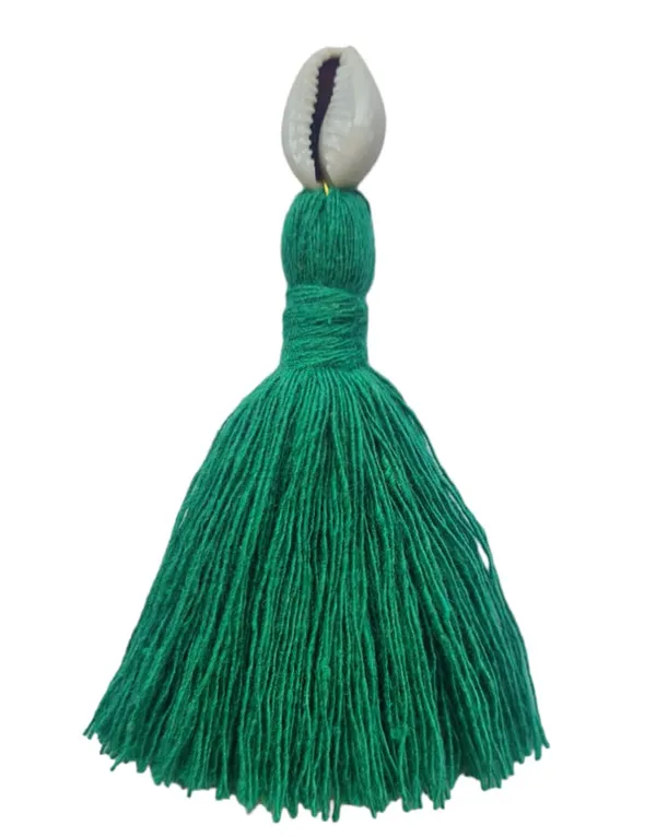 Dark_Green_Mini_Cotton_Handmade_Tassels_With_Cowrie_Shells_,__Pack_Of_10