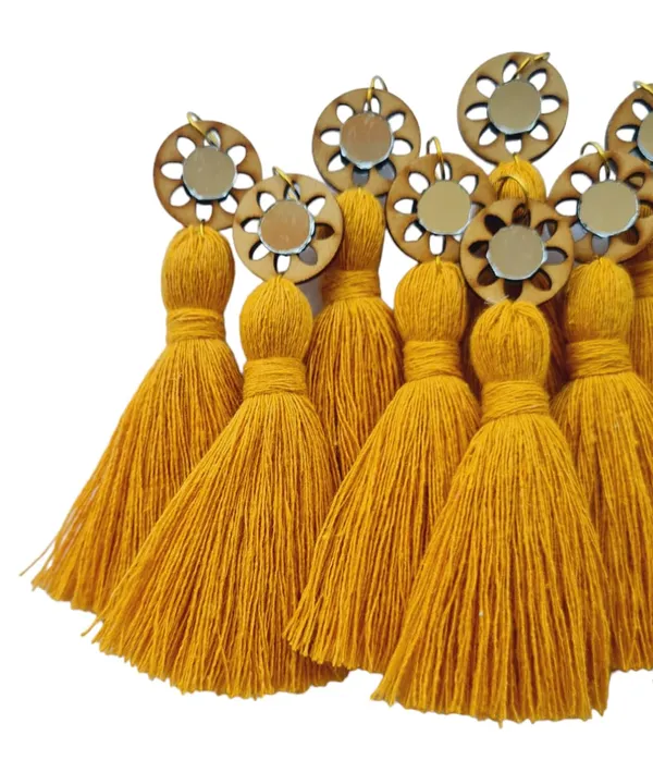 Mustard_Mini_Cotton_Handmade__Tassels_with_mirrors_,_Pack_of_10