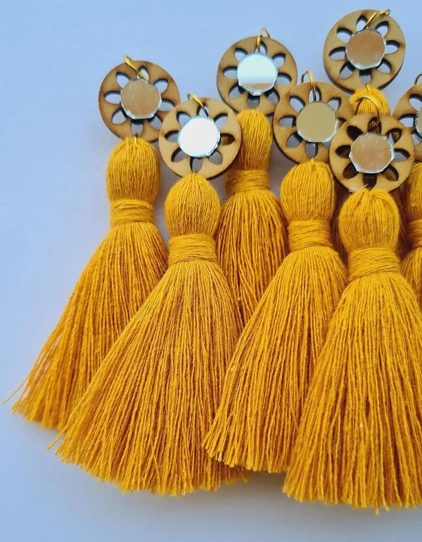 Mustard_Mini_Cotton_Handmade__Tassels_with_mirrors_,_Pack_of_10