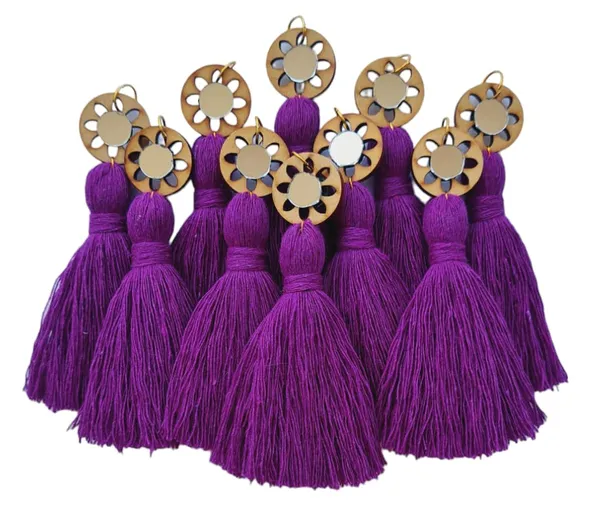 Purple_Mini_Cotton_Handmade__Tassels_with_mirrors_,_Pack_of_10