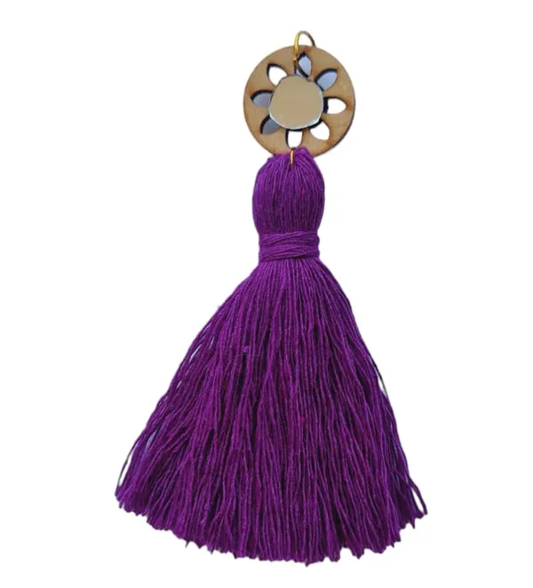 Purple_Mini_Cotton_Handmade__Tassels_with_mirrors_,_Pack_of_10