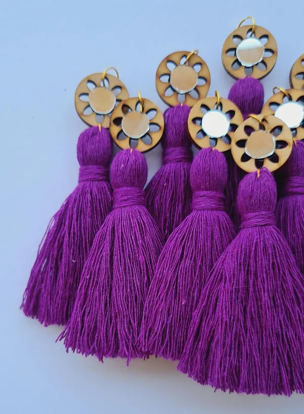 Purple_Mini_Cotton_Handmade__Tassels_with_mirrors_,_Pack_of_10